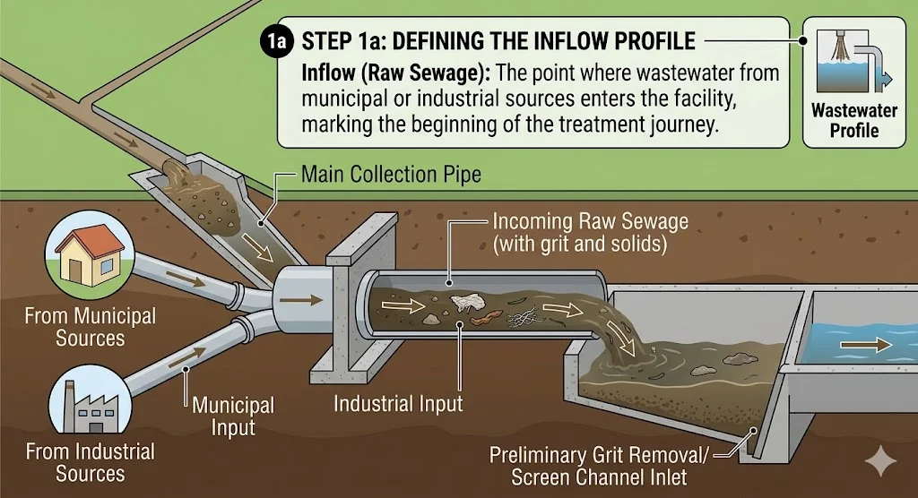 STP wastewater inflow profile from municipal and industrial sources